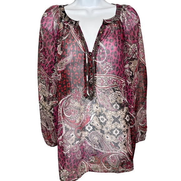Chico's Tops - NWT CHICO'S Pink Paisley Leopard Sequin Tunic Top Sz 3/XL Metallic Maximalist